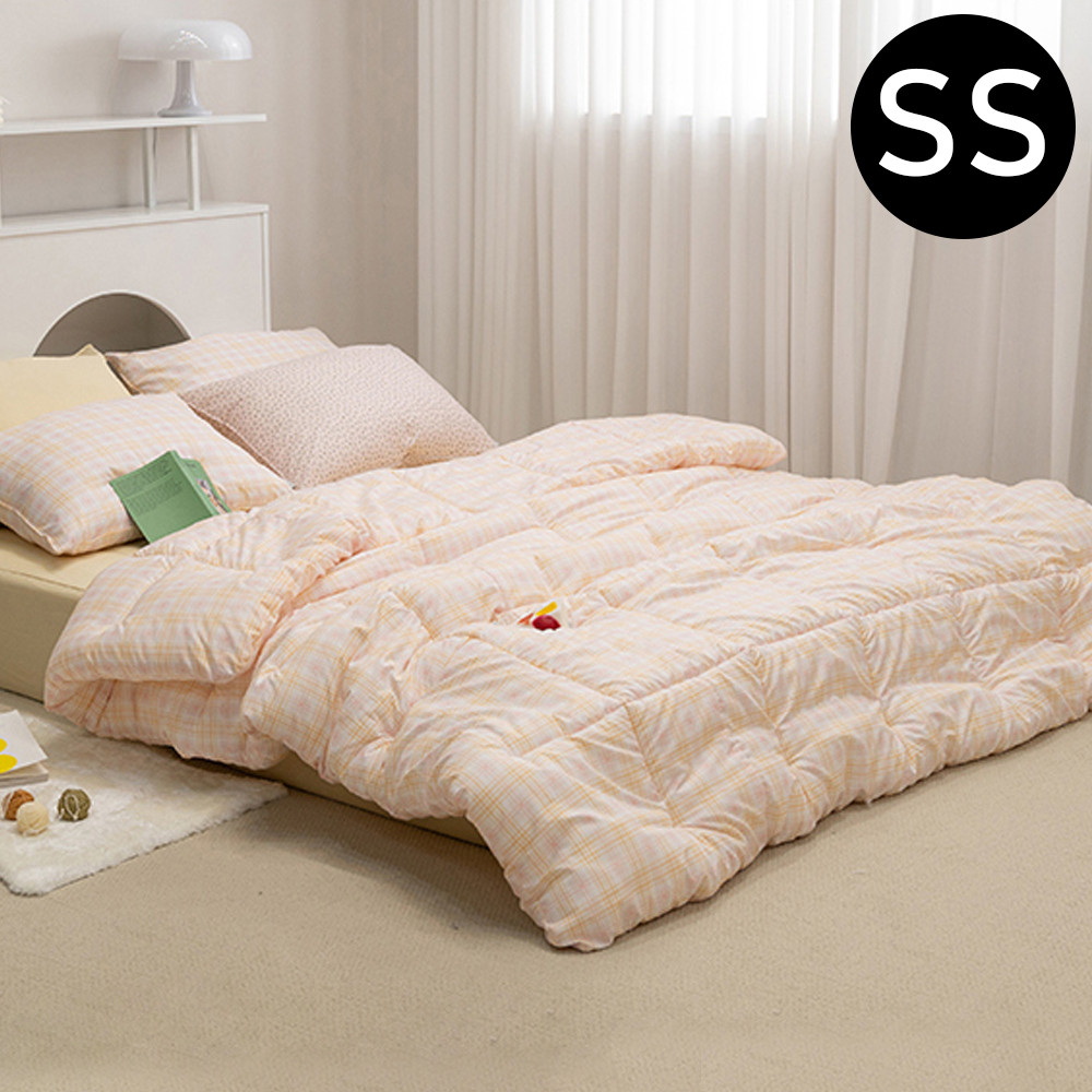 해피니 슈가체크 리버서블 소프트마이크로 이불 베개세트 슈퍼싱글 SS (핑크오렌지)