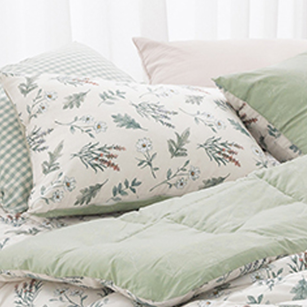 해피니 플로럴 소프트마이크로 베개커버 50x70cm (베이지) (베개솜 별매)