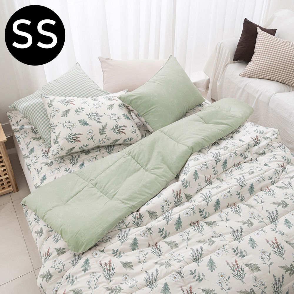 해피니 플로럴 소프트마이크로 차렵이불 패드세트 슈퍼싱글 SS (베이지)