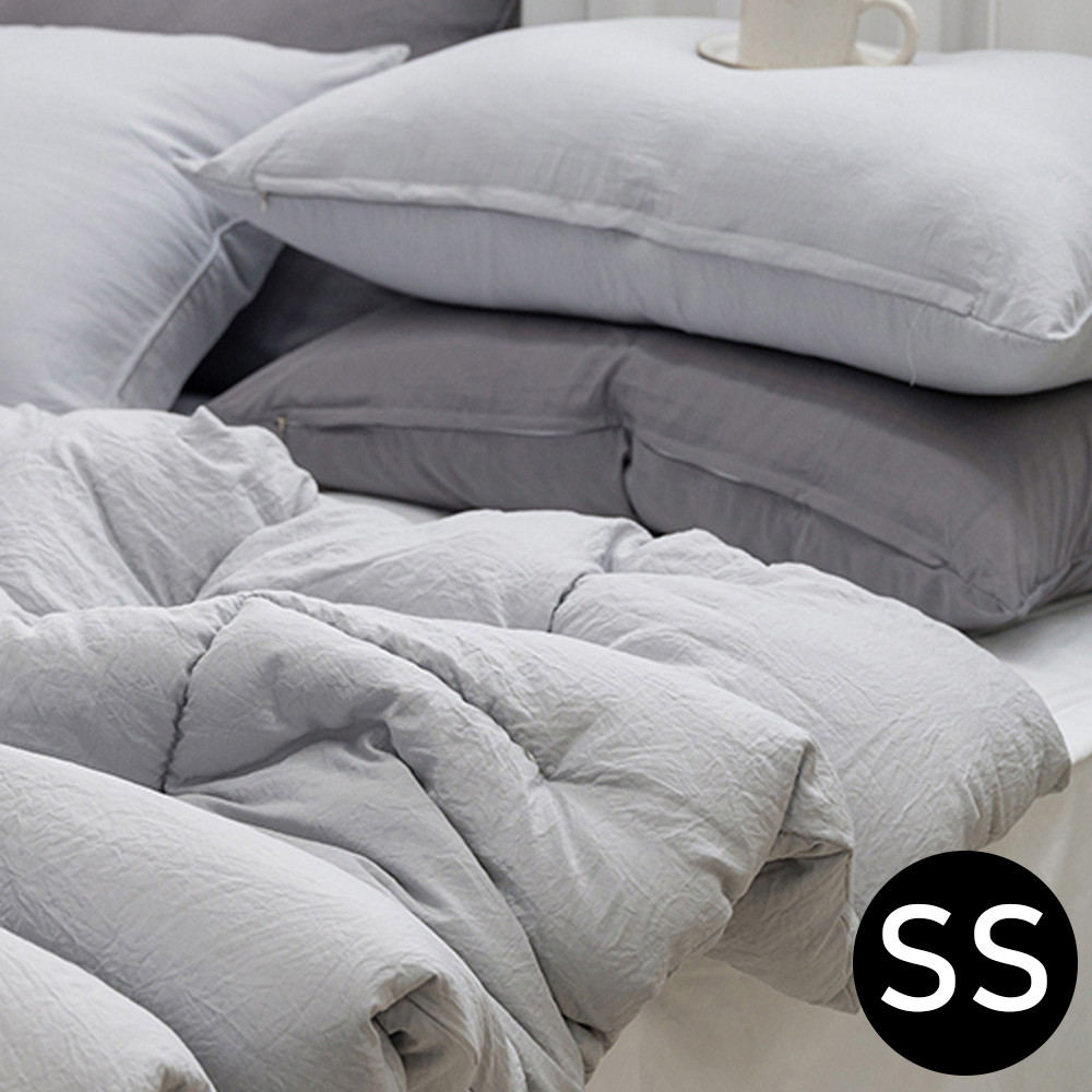 해피니 몽글몽글 소프트마이크로 피치가공 차렵이불 베개커버세트 슈퍼싱글 SS (그레이) (베개솜 별매)