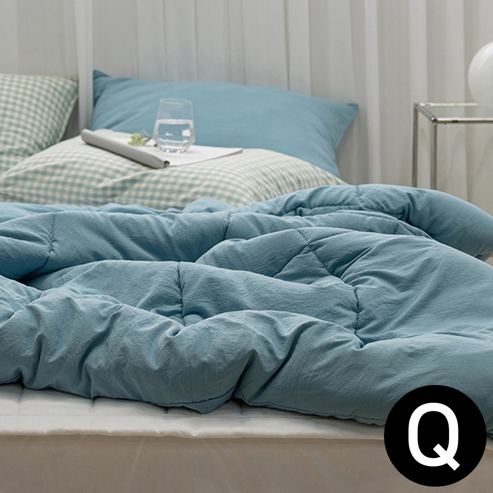 해피니 몽글몽글 소프트마이크로 피치가공 차렵이불 베개커버세트 퀸 Q (민트) (베개솜 별매)