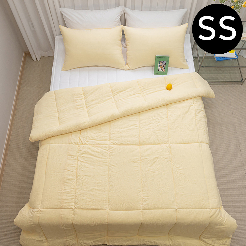해피니 몽글몽글 소프트마이크로 피치가공 차렵이불 패드세트 슈퍼싱글 SS (이불 옐로우. 패드 화이트)