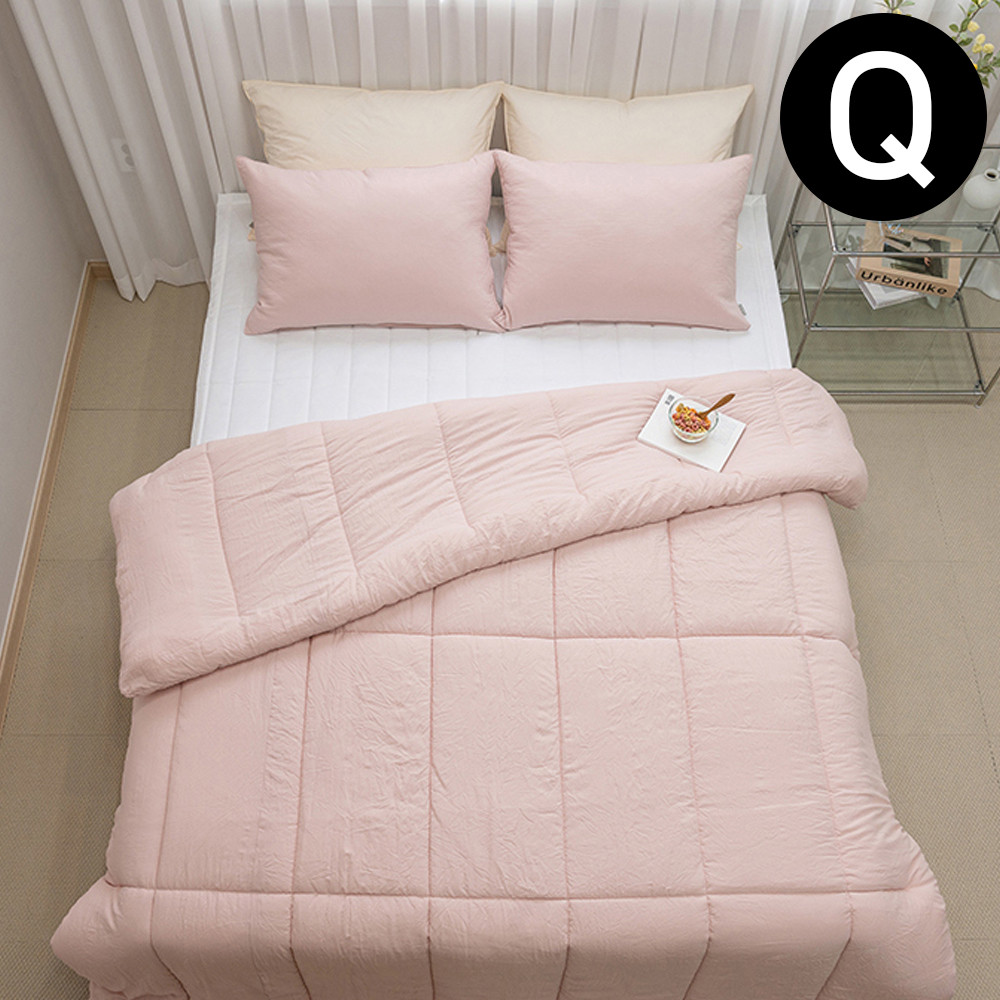 해피니 몽글몽글 소프트마이크로 피치가공 차렵이불 패드세트 퀸 Q (이불 핑크. 패드 화이트)