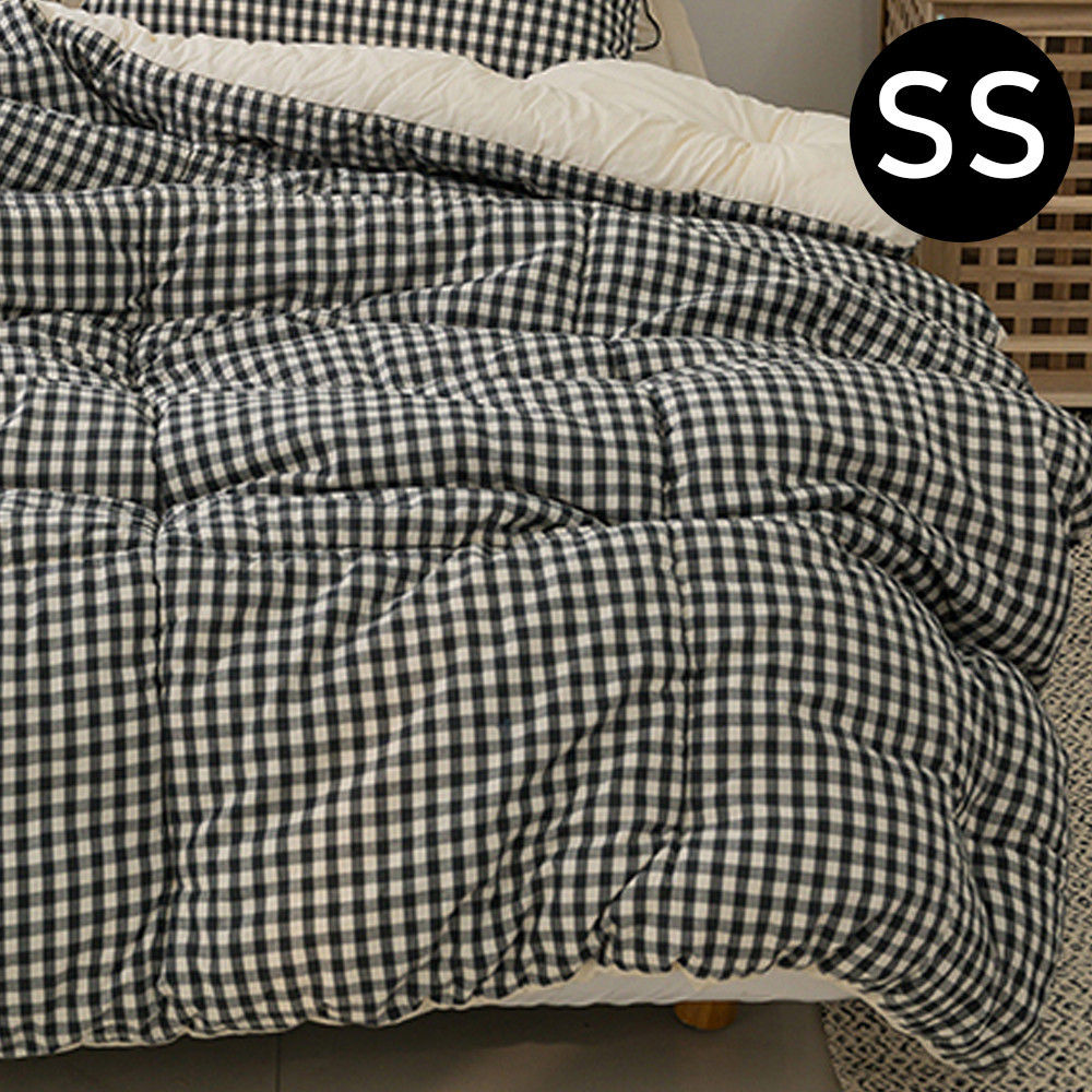 해피니 어반체크 순면 선염 워싱 차렵이불 슈퍼싱글 SS (블랙)