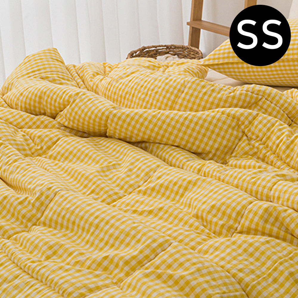 해피니 어반체크 순면 선염 워싱 차렵이불 슈퍼싱글 SS (옐로우)