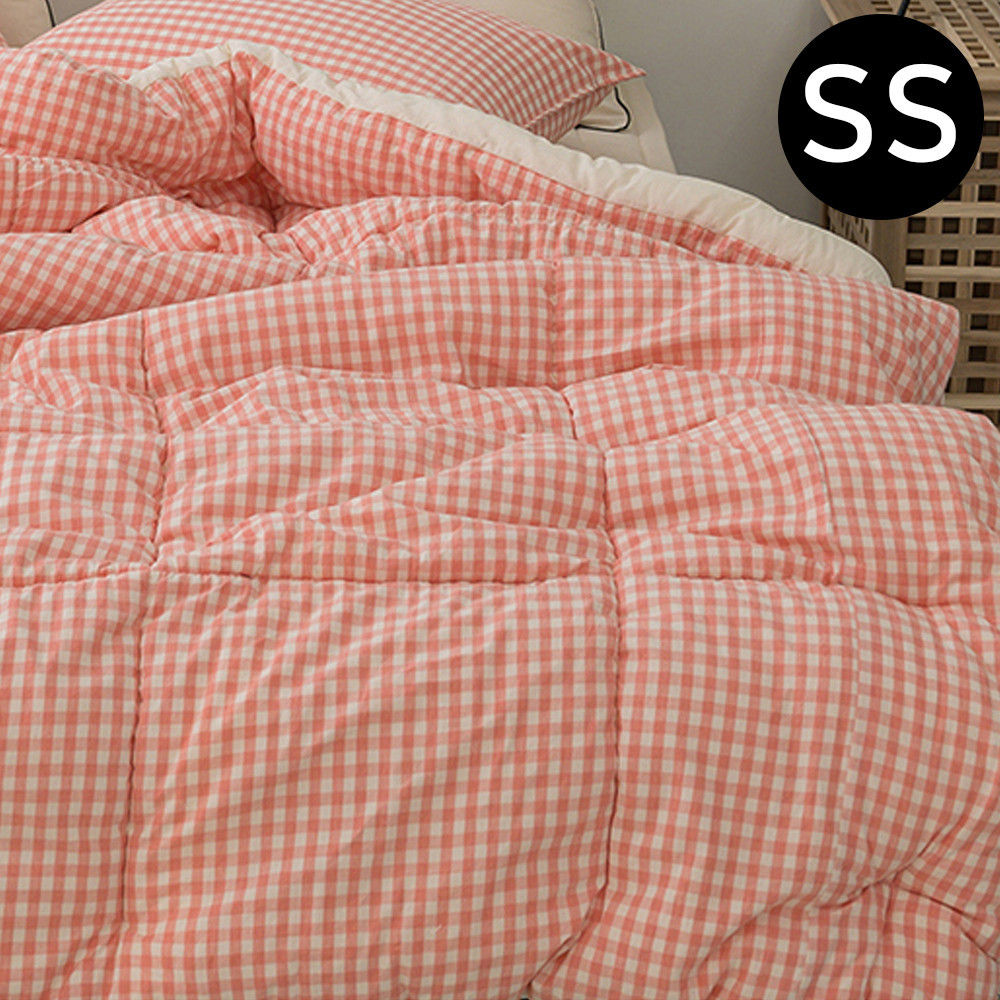 해피니 어반체크 순면 선염 워싱 차렵이불 슈퍼싱글 SS (핑크)
