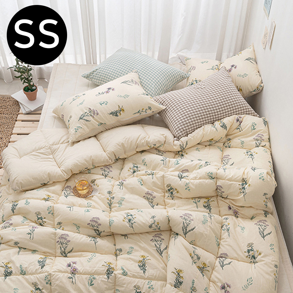 해피니 와일드 플라워 순면 차렵이불 패드세트 슈퍼싱글 SS (베이지)