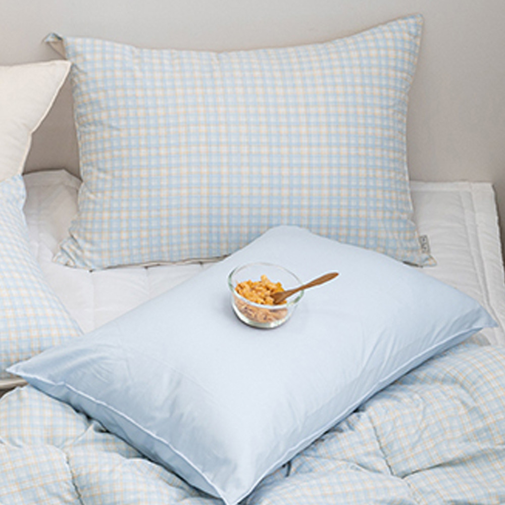 해피니 쿠키체크 소프트마이크로 베개커버 50x70cm (블루) (베개솜 별매)