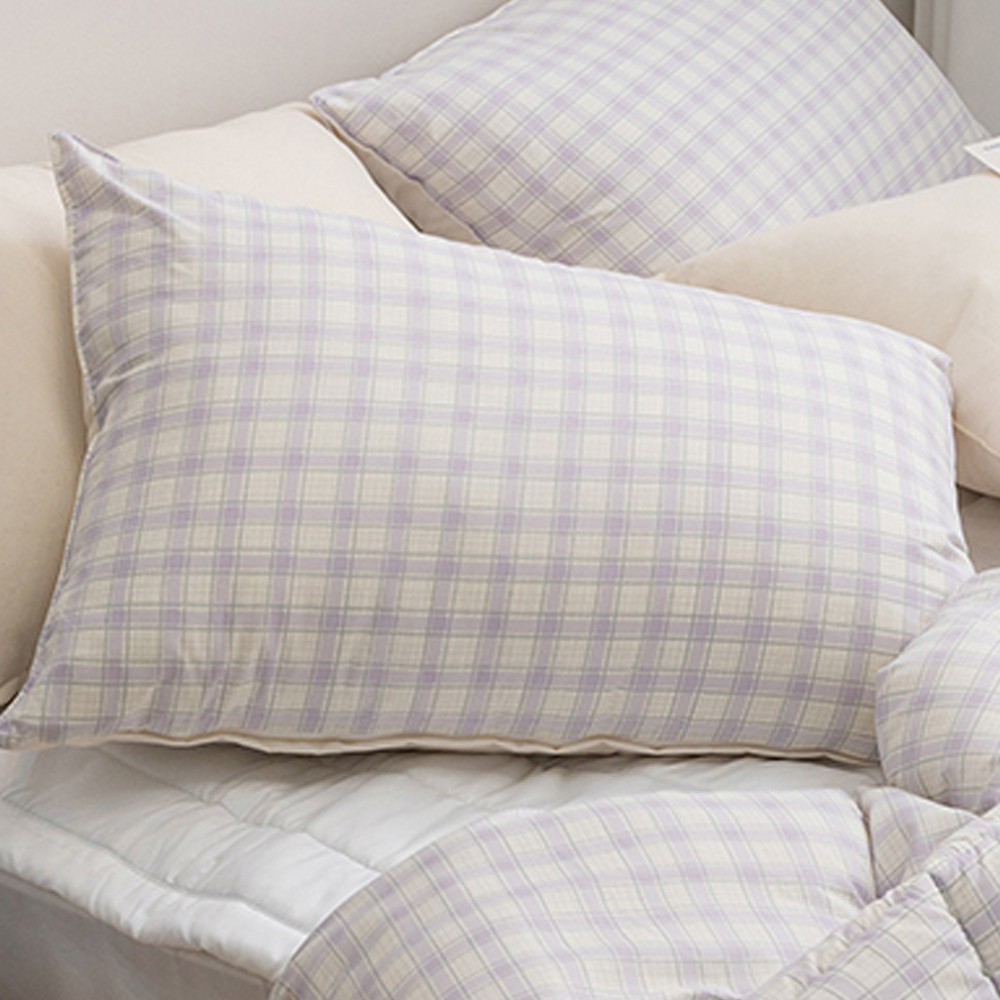 해피니 쿠키체크 소프트마이크로 베개커버 50x70cm (퍼플) (베개솜 별매)