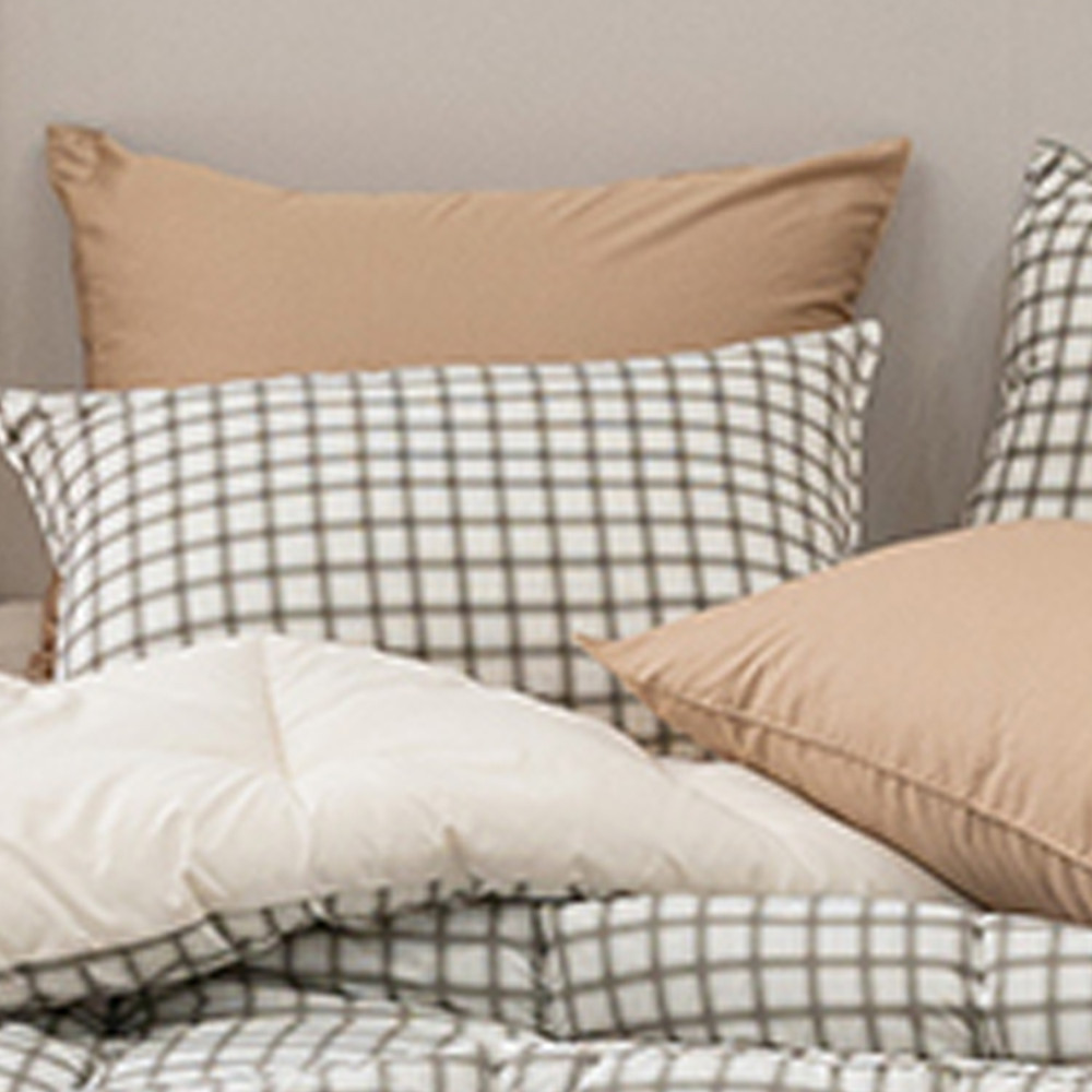 해피니 쿠키체크 소프트마이크로 베개커버 50x70cm (브라운) (베개솜 별매)