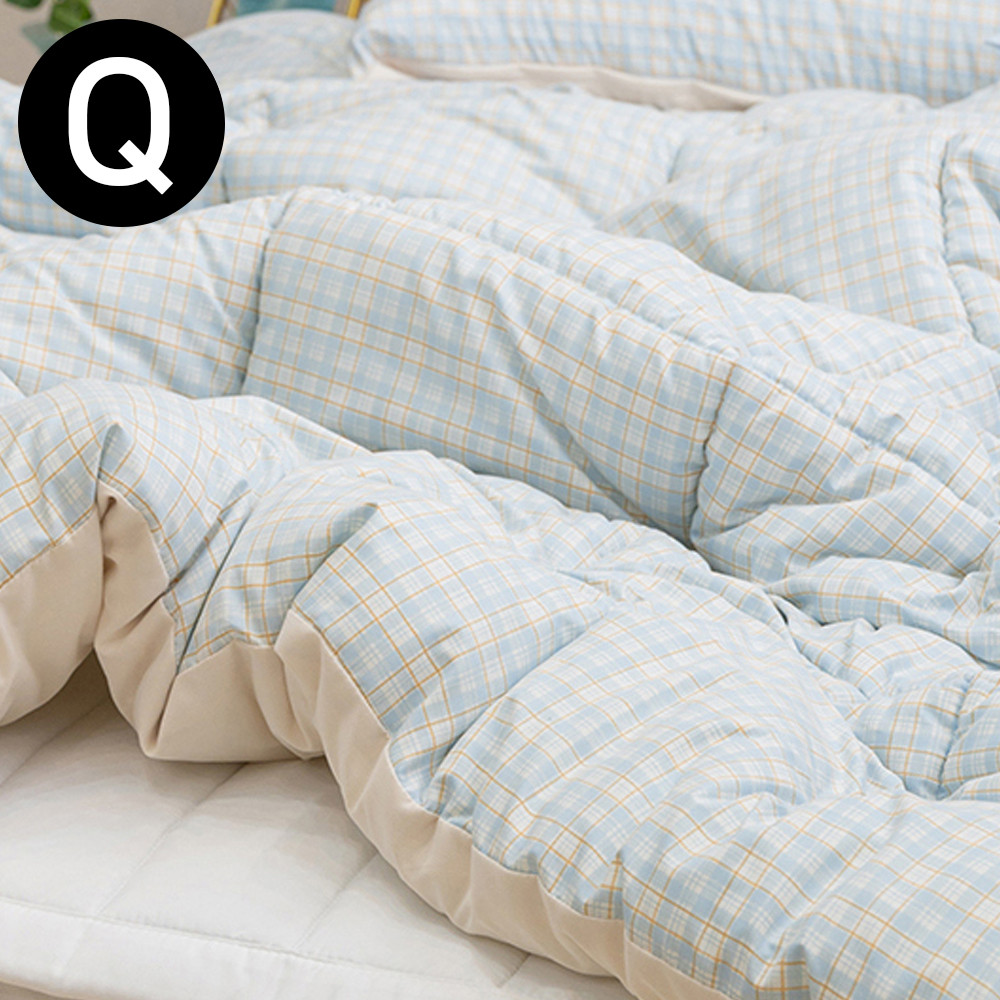 해피니 쿠키체크 소프트마이크로 차렵이불 퀸 Q (블루)