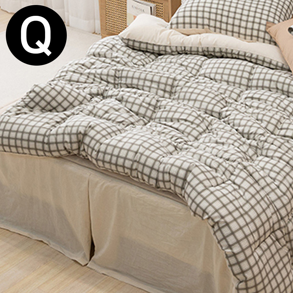 해피니 쿠키체크 소프트마이크로 차렵이불 퀸 Q (브라운)