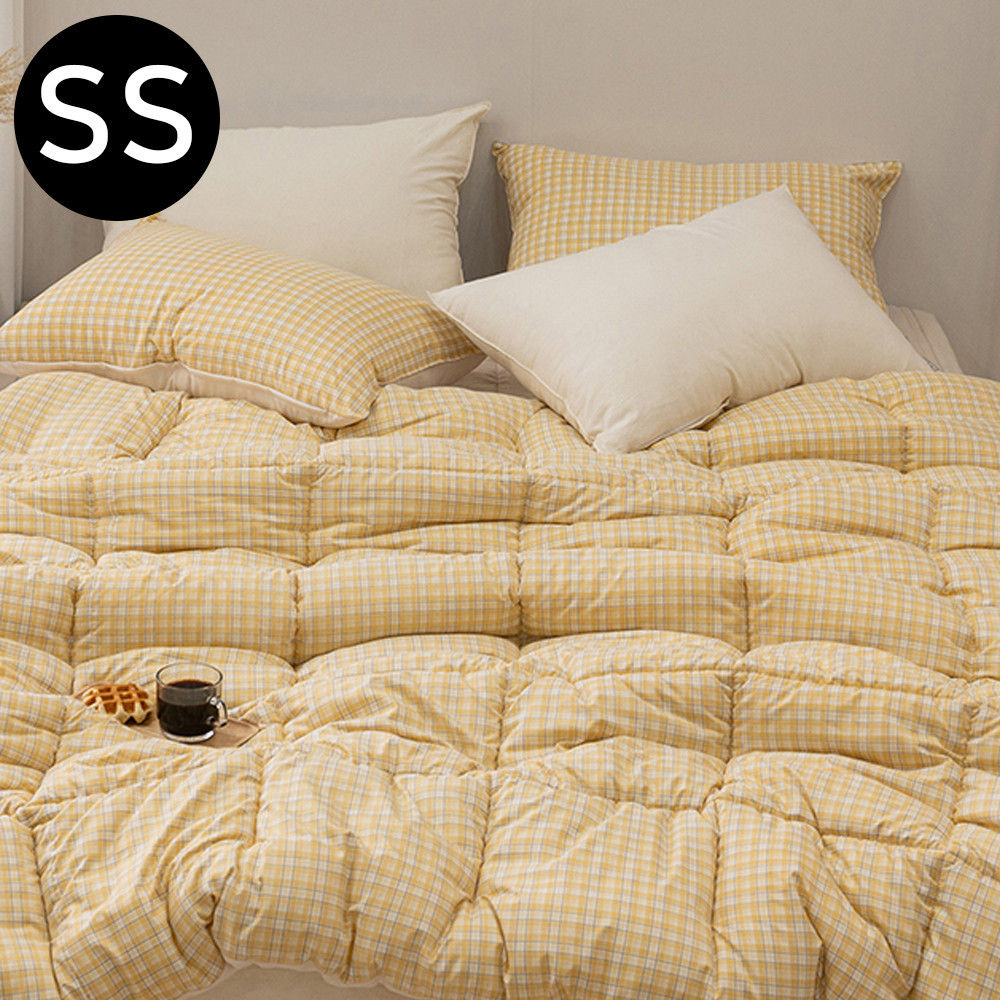 해피니 쿠키체크 소프트마이크로 차렵이불 베개커버세트 슈퍼싱글 SS (옐로우) (베개솜 별매)
