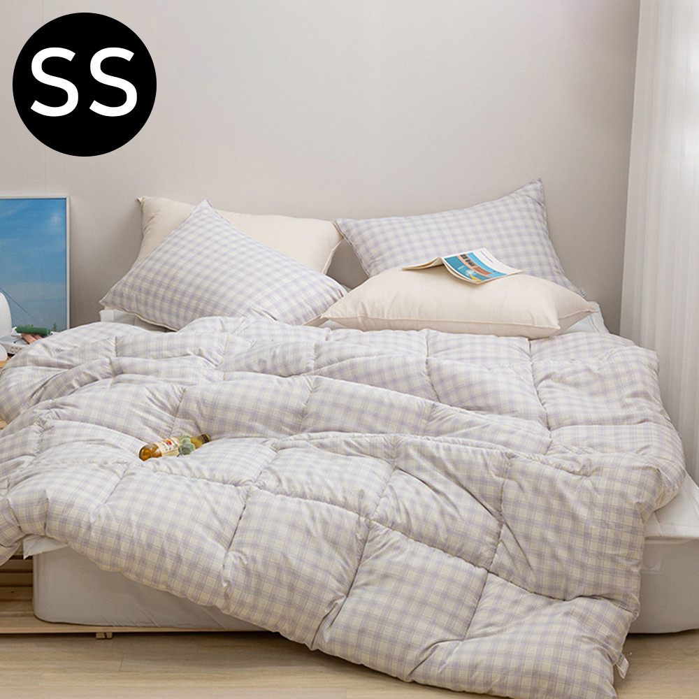 해피니 쿠키체크 소프트마이크로 차렵이불 베개커버세트 슈퍼싱글 SS (퍼플) (베개솜 별매)