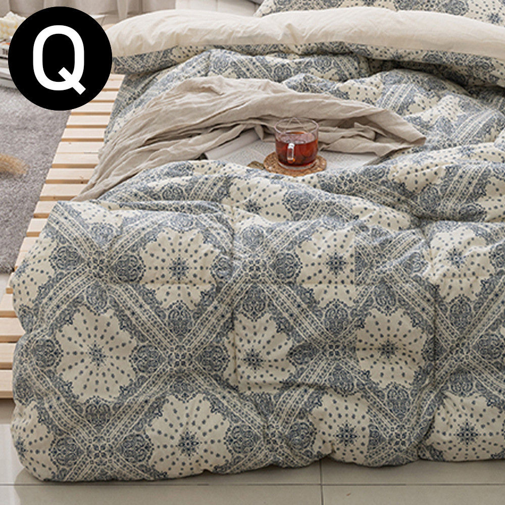 해피니 페이즐 순면 차렵이불 퀸 Q (네이비)