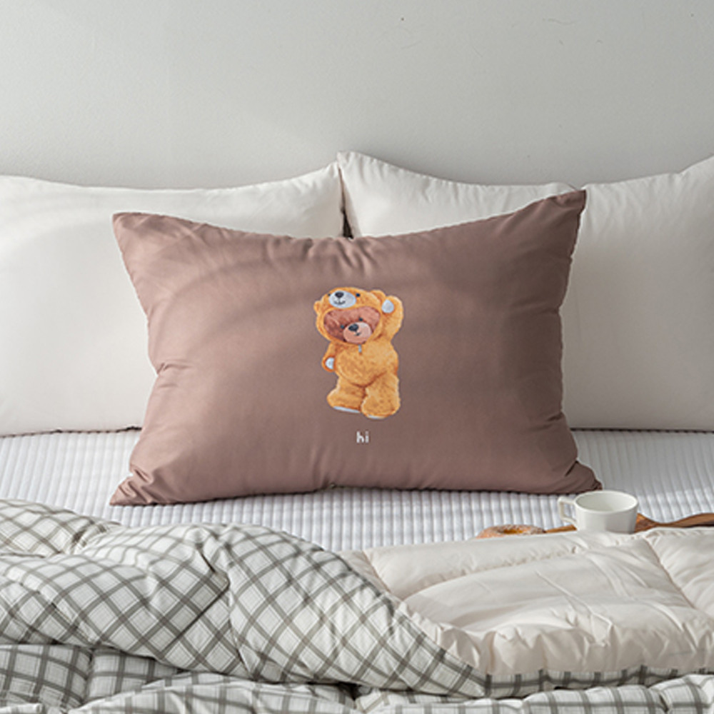 해피니 프린팅 마이크로화이바 먼지없는 베개커버 50x70cm (허니베어) (베개솜 별매)