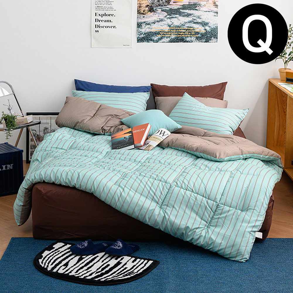 해피니 마크 소프트마이크로 차렵이불 베개커버세트 퀸 Q (민트) (베개솜 별매)