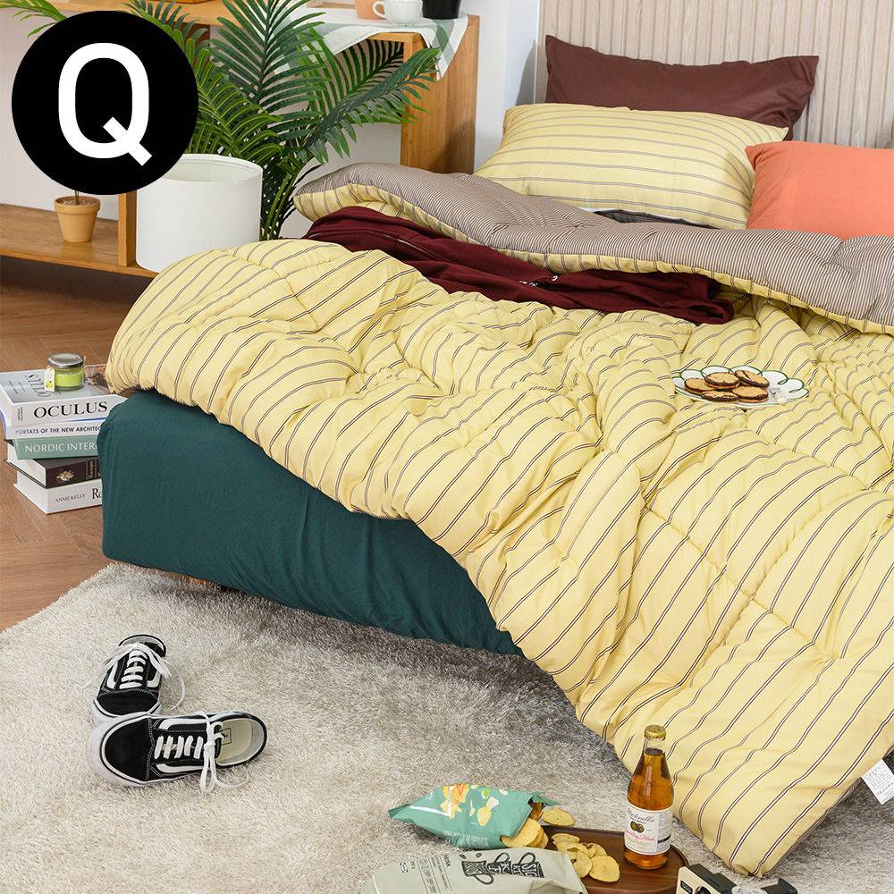 해피니 마크 소프트마이크로 차렵이불 베개커버세트 퀸 Q (머스타드) (베개솜 별매)