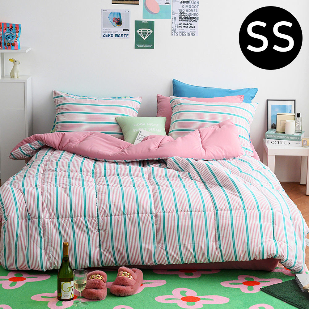 해피니 나나 소프트마이크로 차렵이불 베개커버세트 슈퍼싱글 SS (핑크) (베개솜 별매)