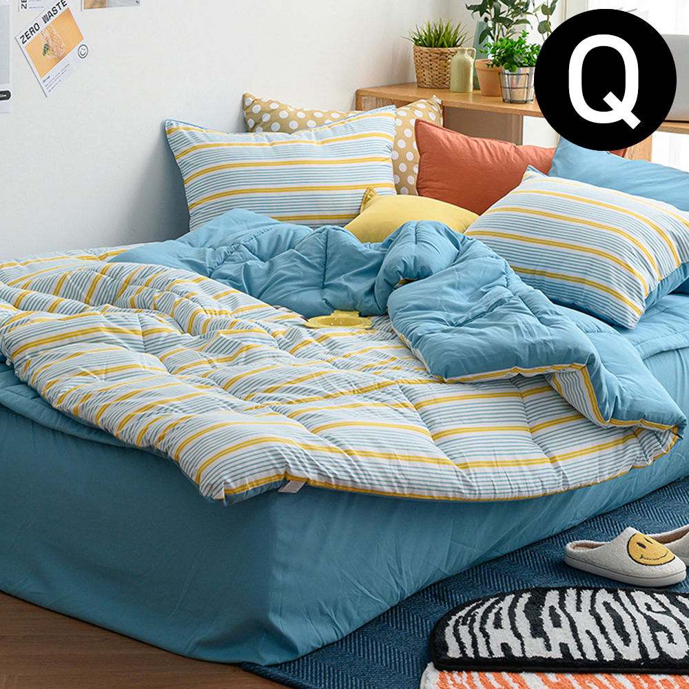 해피니 나나 소프트마이크로 차렵이불 베개커버세트 퀸 Q (피콕) (베개솜 별매)