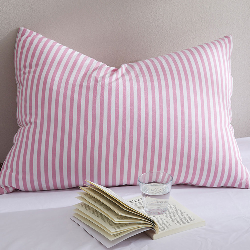 해피니 카나 스트라이프 선염리플 누빔 베개커버 50x70cm (핑크) (베개솜 별매)