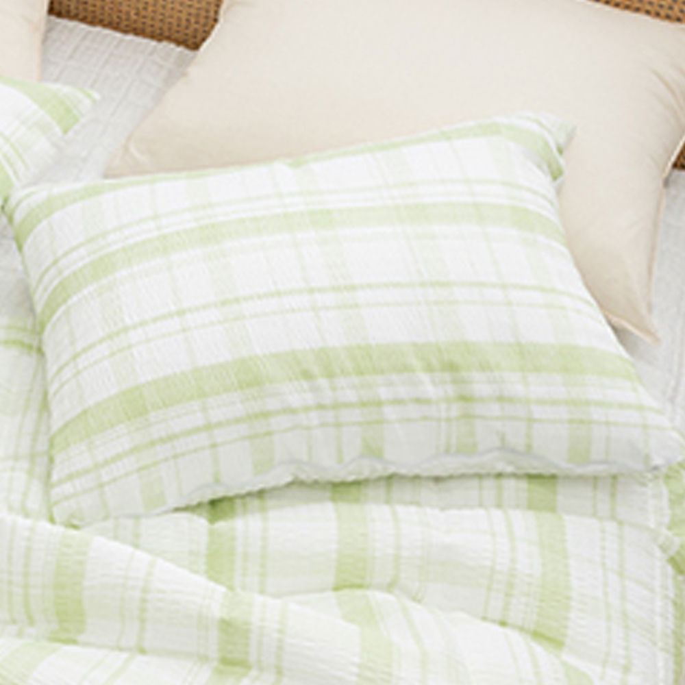 해피니 샤브레 여름 베개커버 50x70cm (올리브 그린) (베개솜 별매)