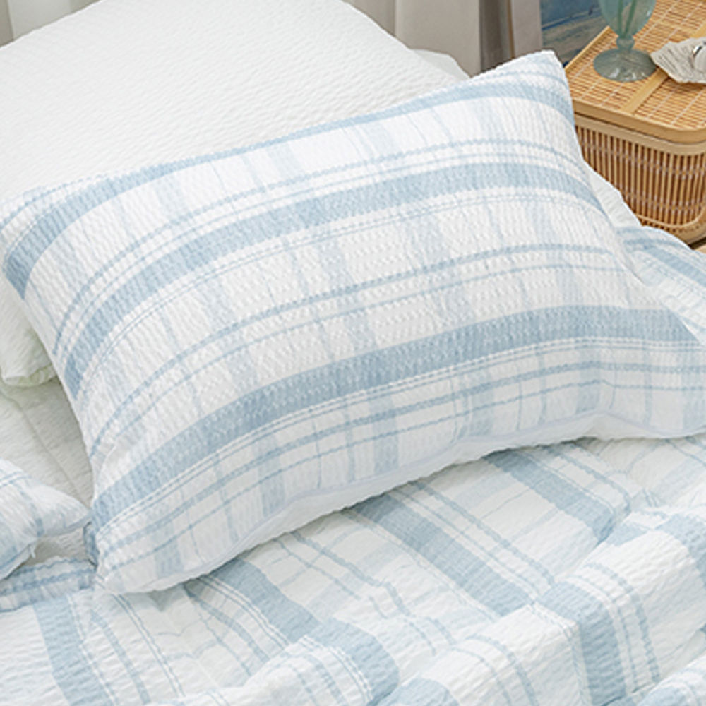 해피니 샤브레 여름 베개커버 50x70cm (블루) (베개솜 별매)