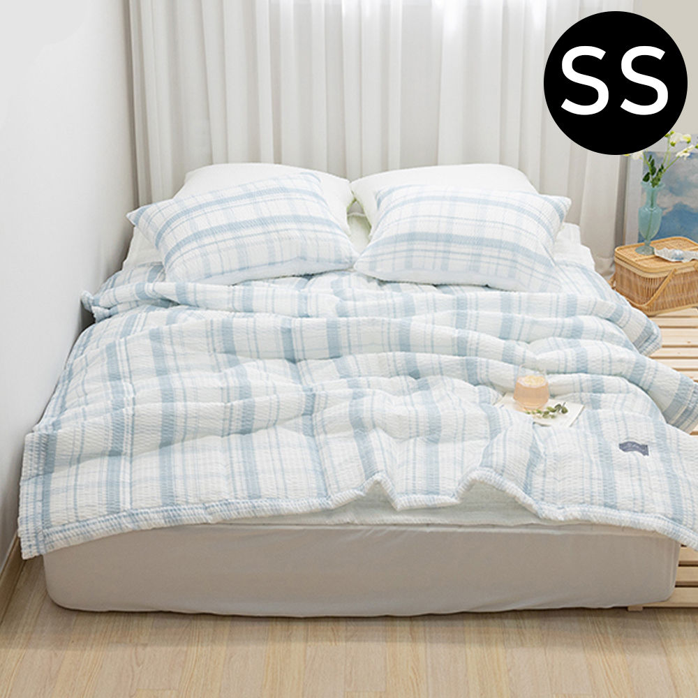 해피니 샤브레 여름 간절기 이불 베개커버세트 슈퍼싱글 SS (블루) (베개솜 별매)