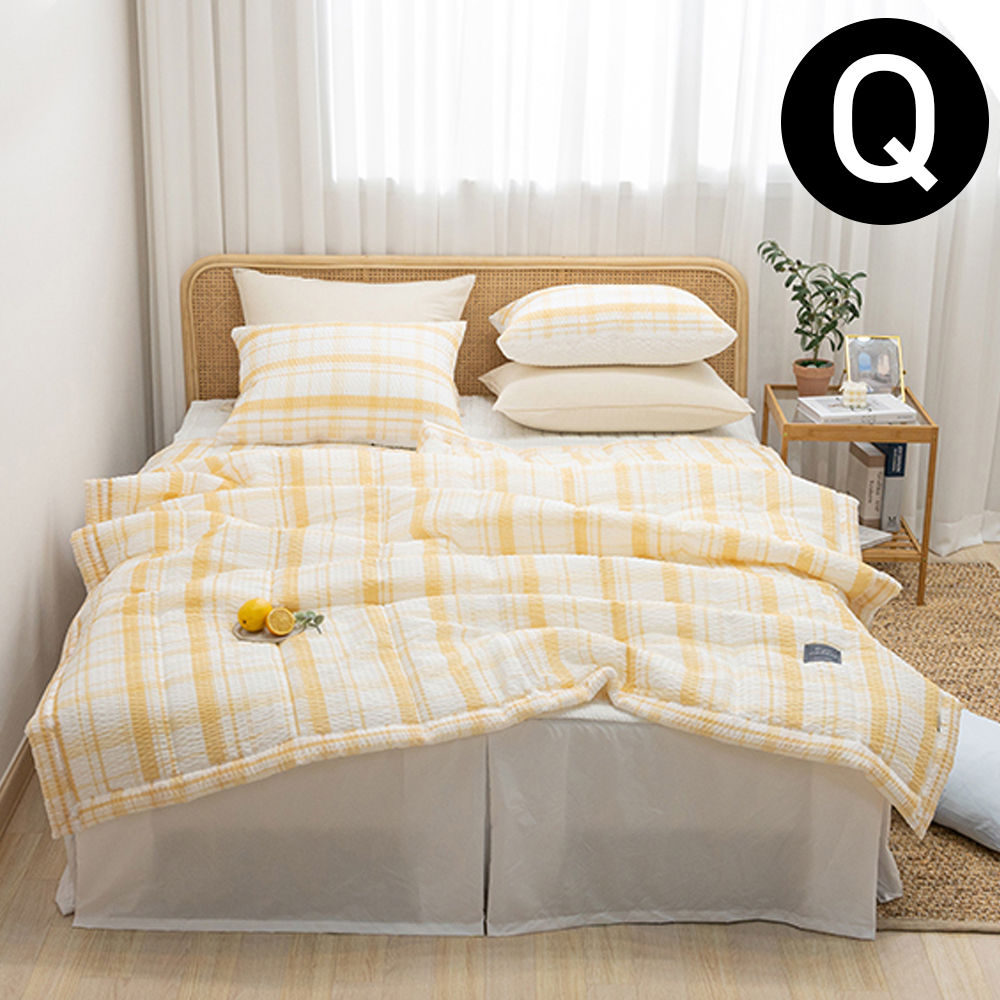 해피니 샤브레 여름 간절기 이불 베개커버세트 퀸 Q (옐로우) (베개솜 별매)