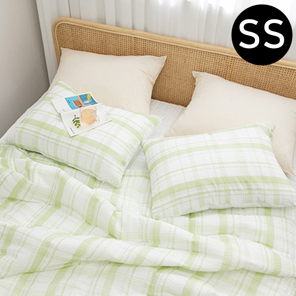 해피니 샤브레 여름 간절기 이불 패드세트 슈퍼싱글 SS (올리브 그린) (베개솜 별매)