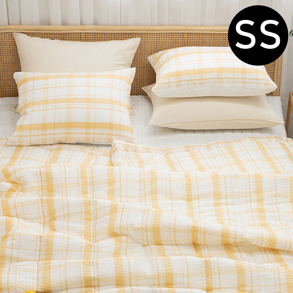 해피니 샤브레 여름 간절기 이불 패드세트 슈퍼싱글 SS (옐로우) (베개솜 별매)