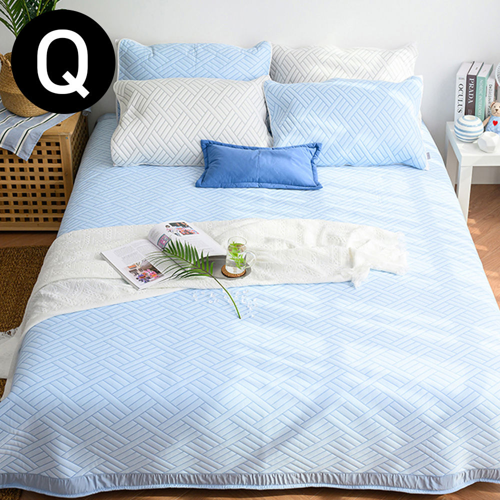 해피니 듀라론 3중직 냉감패드 퀸 Q (블루)