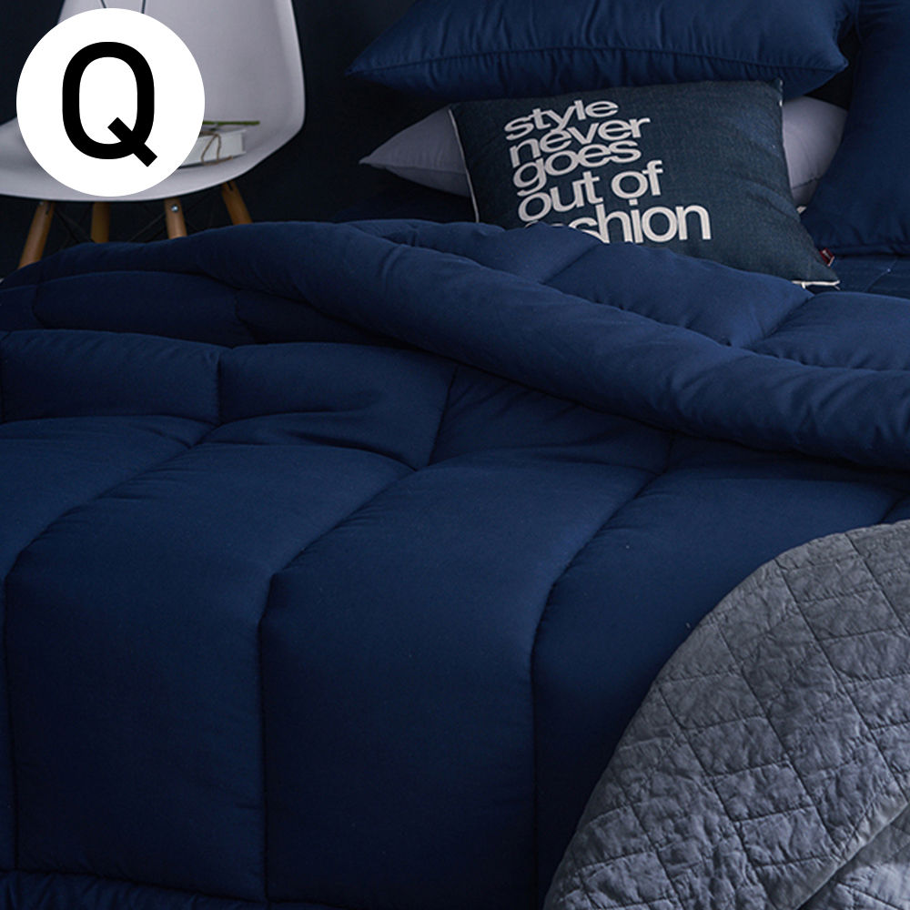 해피니 내추럴 비비드 차렵이불 퀸 Q (네이비)