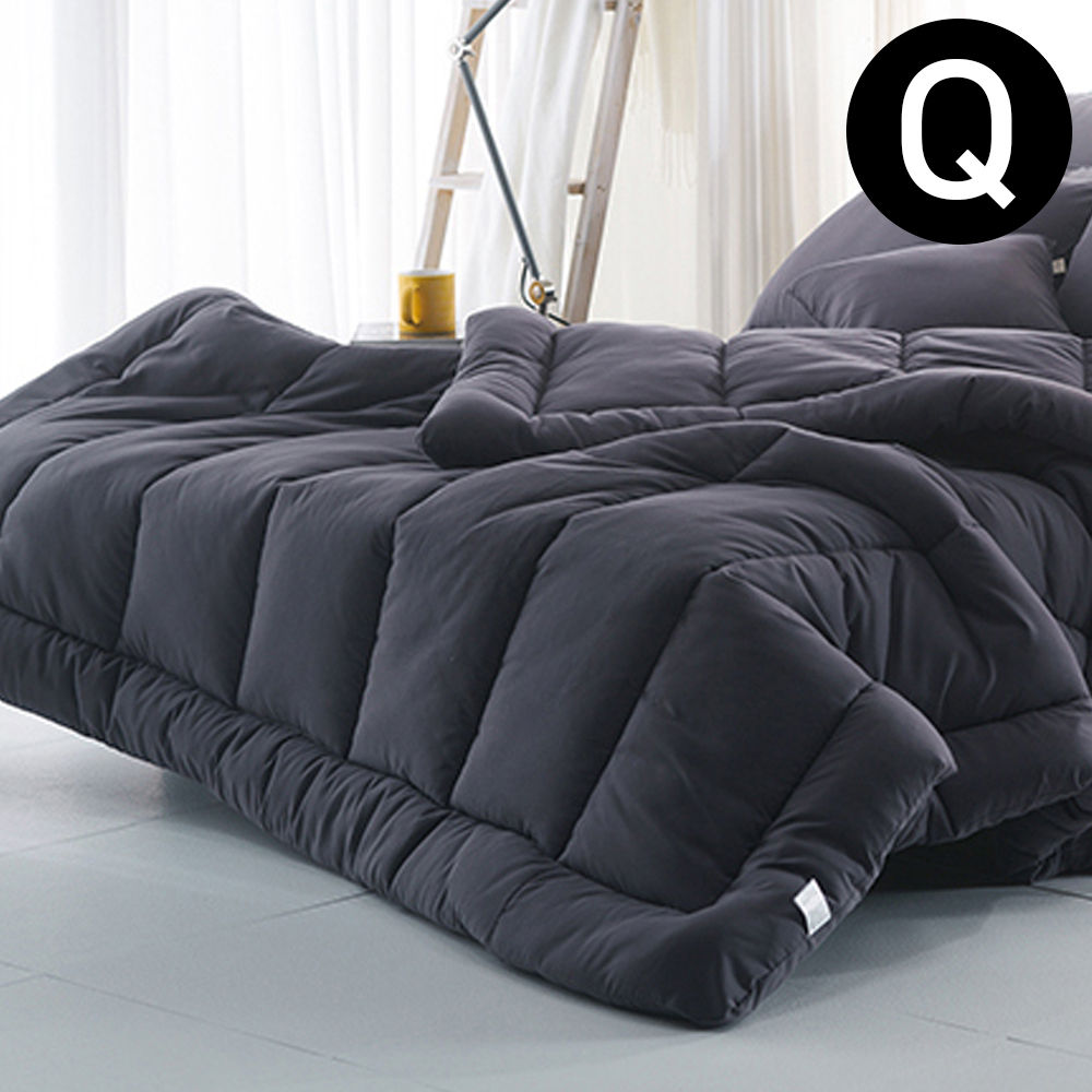 해피니 내추럴 비비드 차렵이불 퀸 Q (차콜)