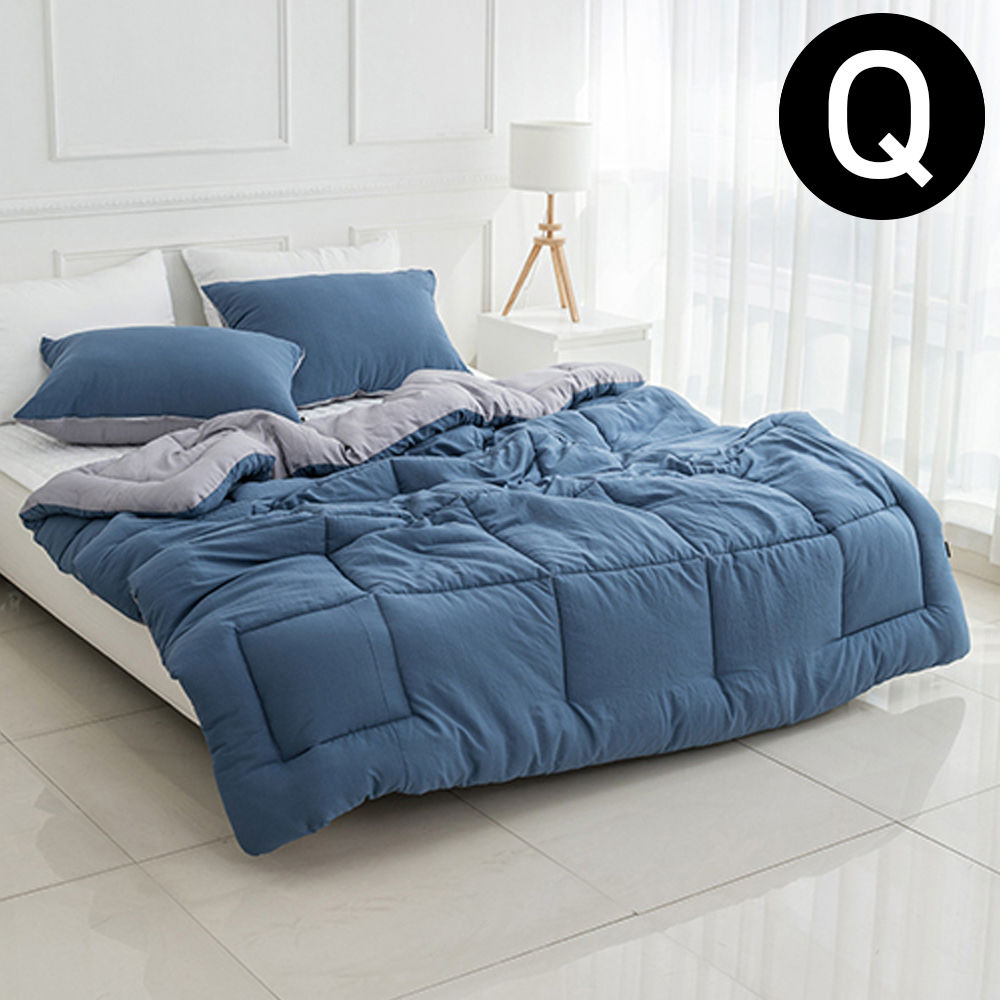 해피니 딥슬립 워싱 차렵이불 베개커버세트 퀸 Q (네이비) (베개솜 별매)