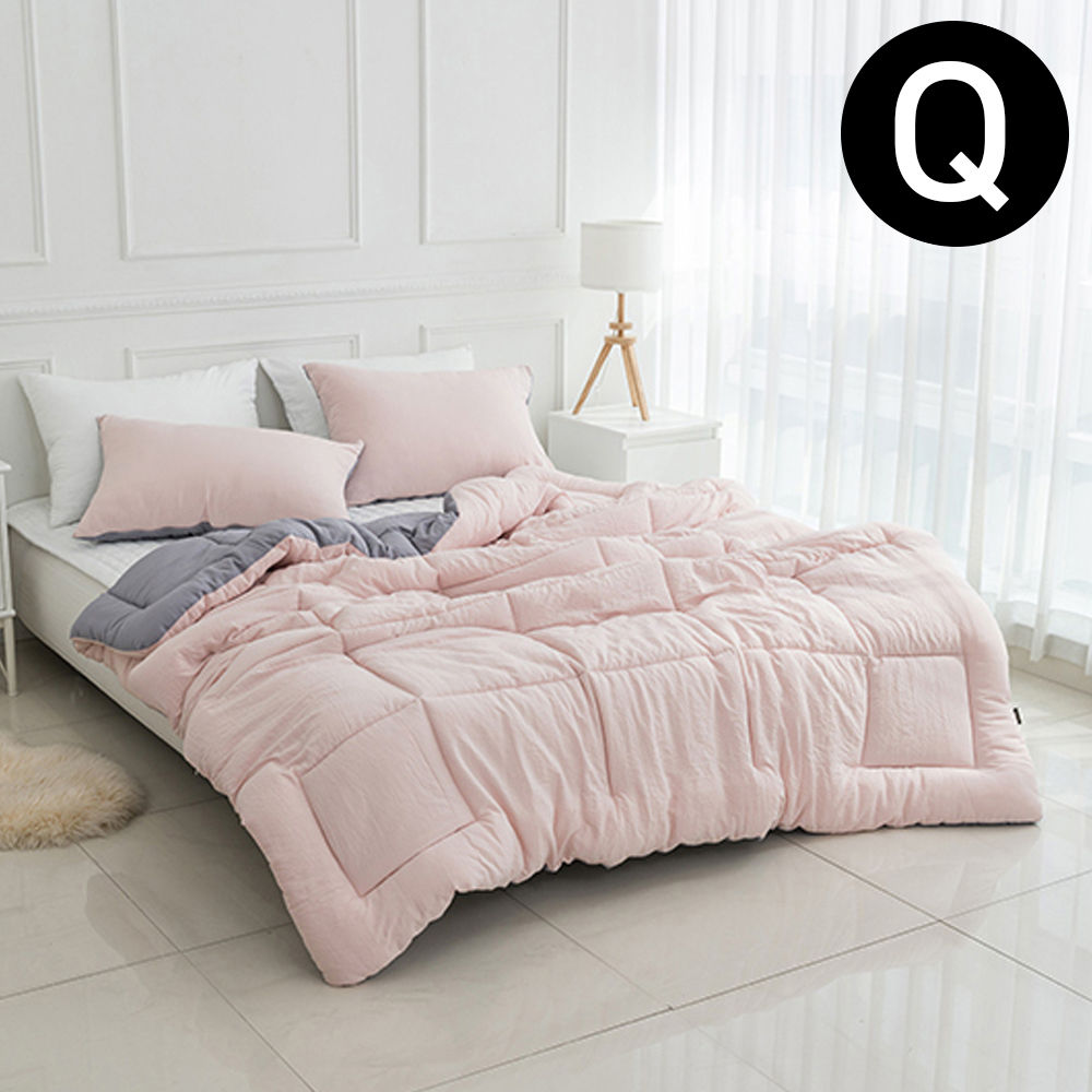 해피니 딥슬립 워싱 차렵이불 베개커버세트 퀸 Q (핑크) (베개솜 별매)