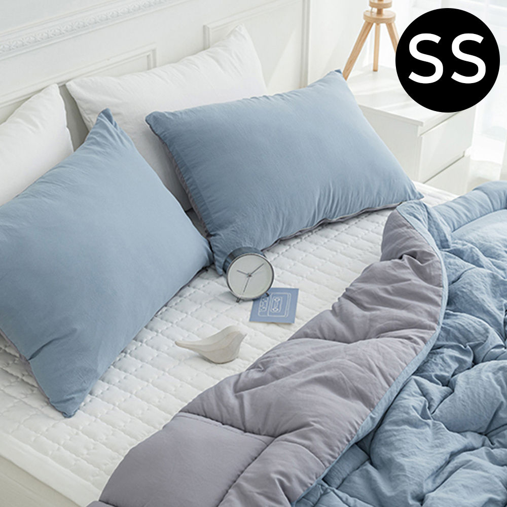해피니 딥슬립 워싱 차렵이불 패드세트 슈퍼싱글 SS (이불 블루.패드 화이트) (베개솜 별매)
