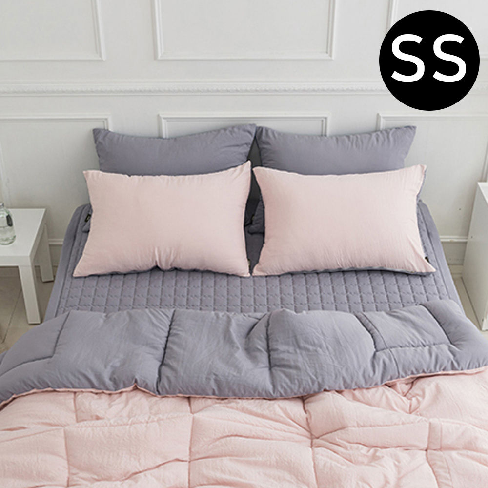 해피니 딥슬립 워싱 차렵이불 패드세트 슈퍼싱글 SS (이불 핑크.패드 그레이) (베개솜 별매)