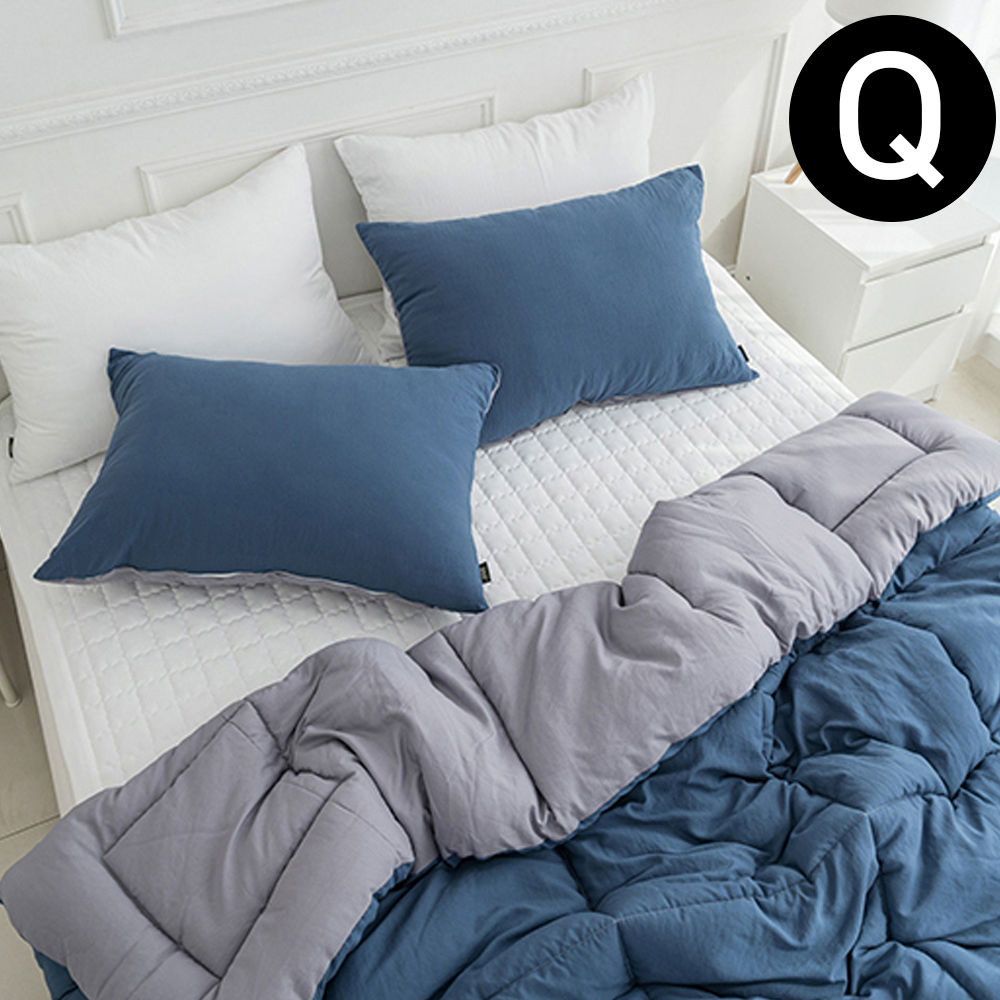 해피니 딥슬립 워싱 차렵이불 패드세트 퀸 Q (이불 네이비 .패드 화이트) (베개솜 별매)