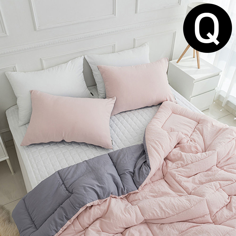 해피니 딥슬립 워싱 차렵이불 패드세트 퀸 Q (이불 핑크 .패드 화이트) (베개솜 별매)
