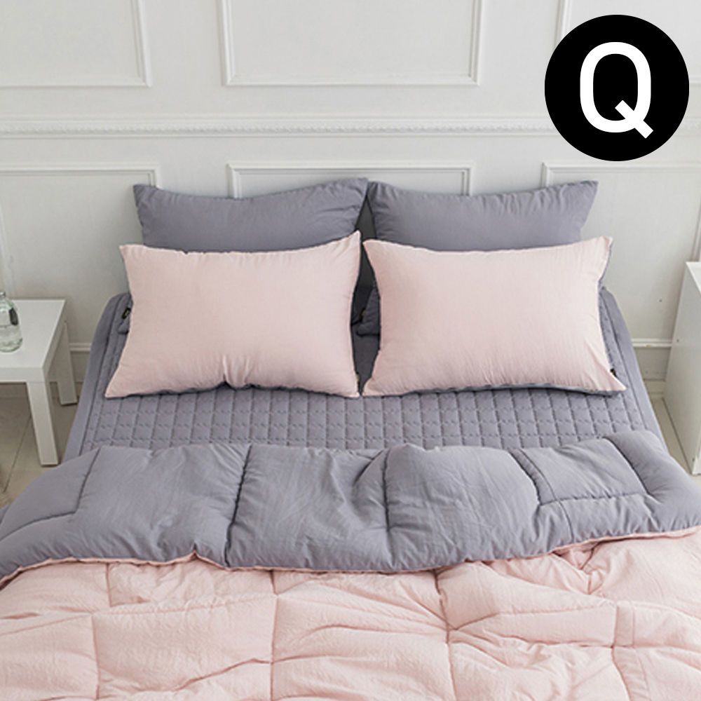 해피니 딥슬립 워싱 차렵이불 패드세트 퀸 Q (이불 핑크.패드 그레이) (베개솜 별매)