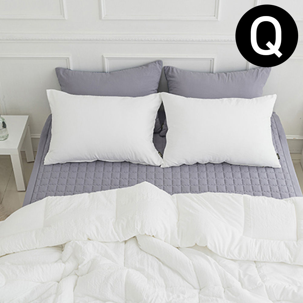 해피니 딥슬립 워싱 차렵이불 패드세트 퀸 Q (이불 화이트.패드 그레이) (베개솜 별매)
