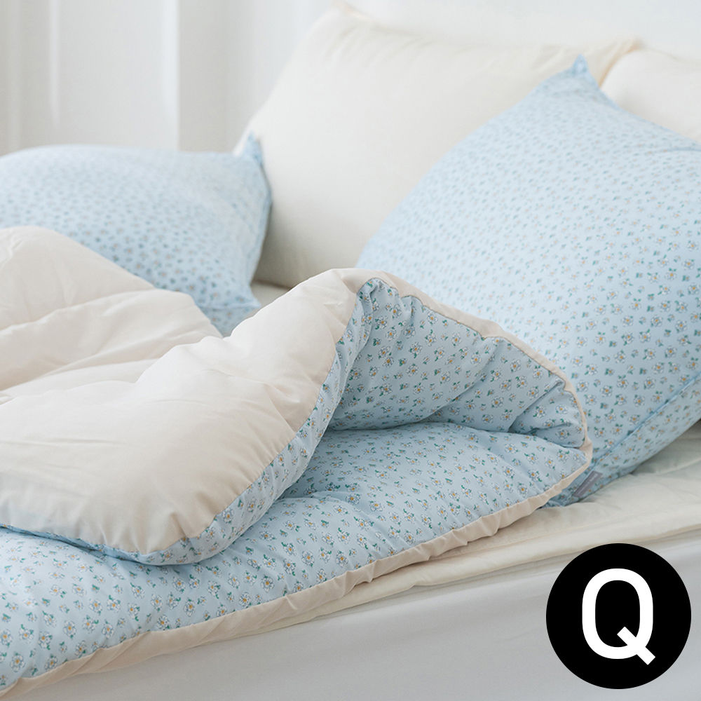 해피니 러블리 데이지 차렵이불 패드세트퀸 Q (이불 블루.패드 베이지) (베개솜 별매)