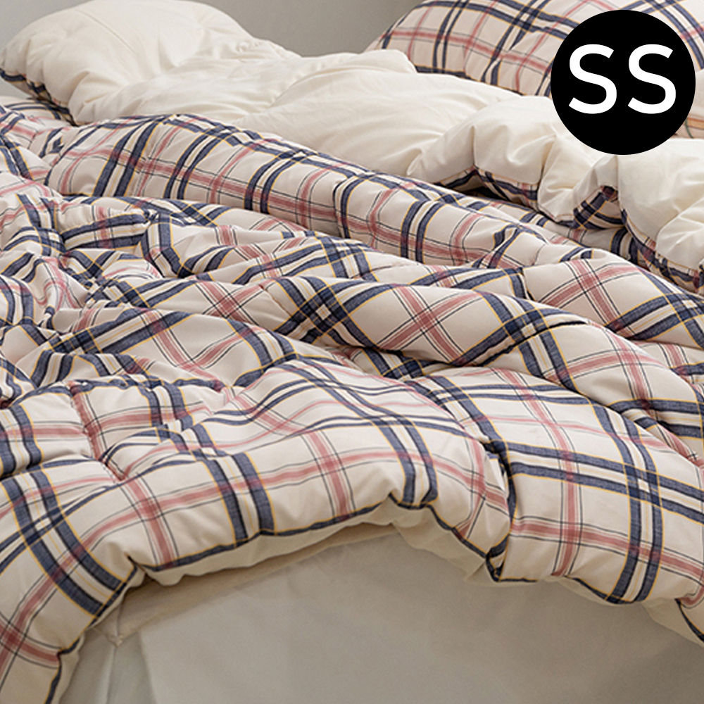 해피니 마드라스 체크 차렵이불 슈퍼싱글 SS (내추럴네이비)
