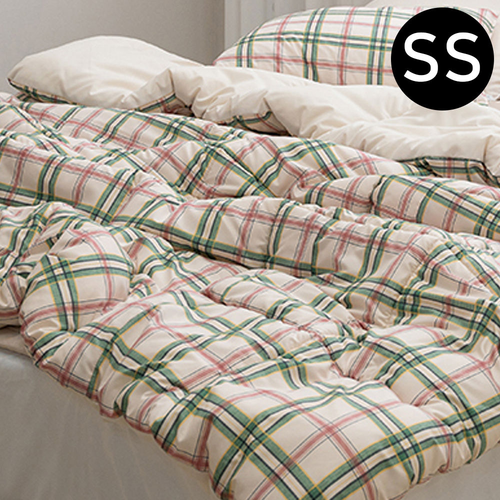 해피니 마드라스 체크 차렵이불 슈퍼싱글 SS (마일드그린티)