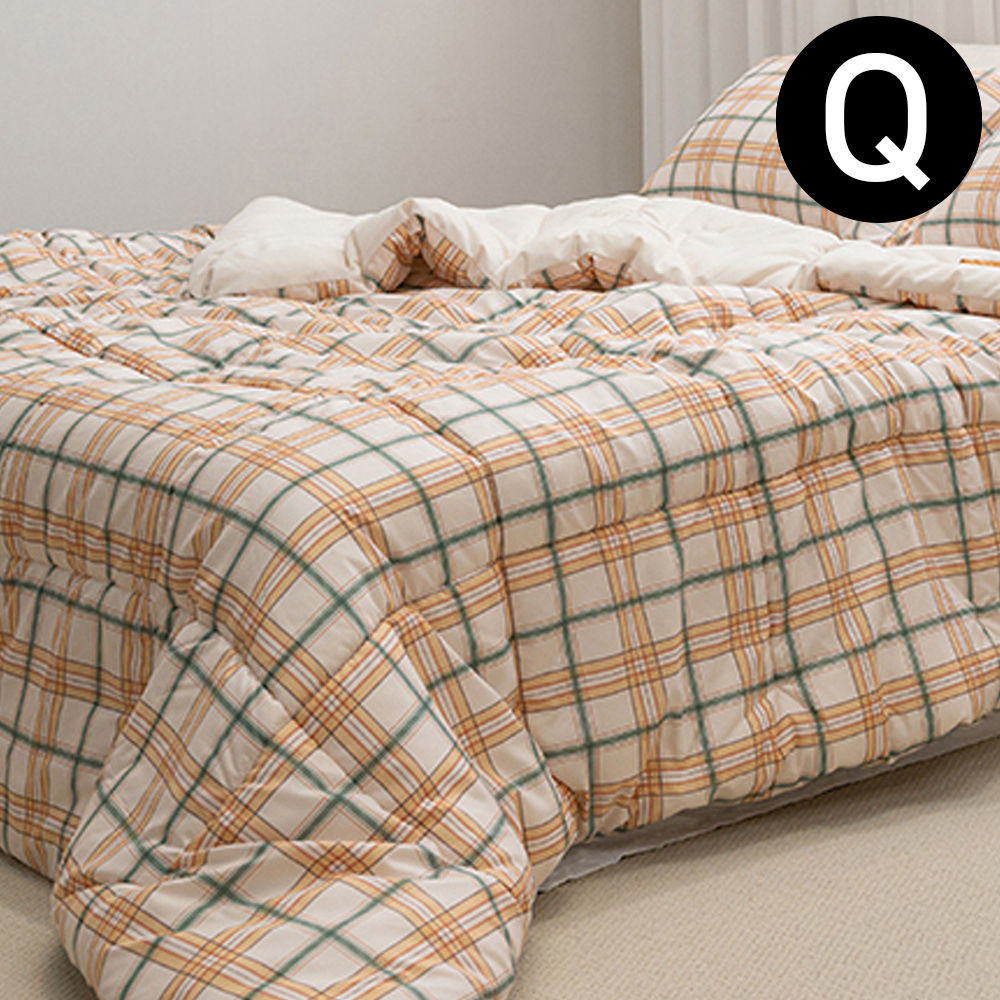 해피니 마드라스 체크 차렵이불 퀸 Q (허니치즈)