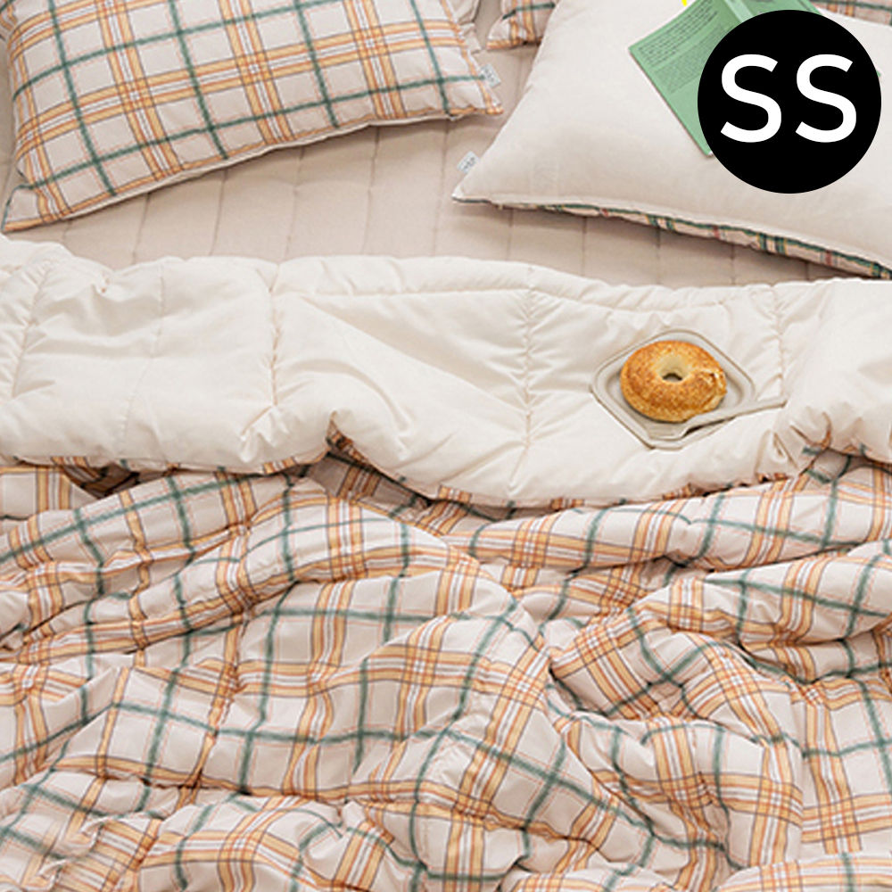 해피니 마드라스 체크 차렵이불 패드세트슈퍼싱글 SS (이불 허니치즈.패드 베이지) (베개솜 별매)