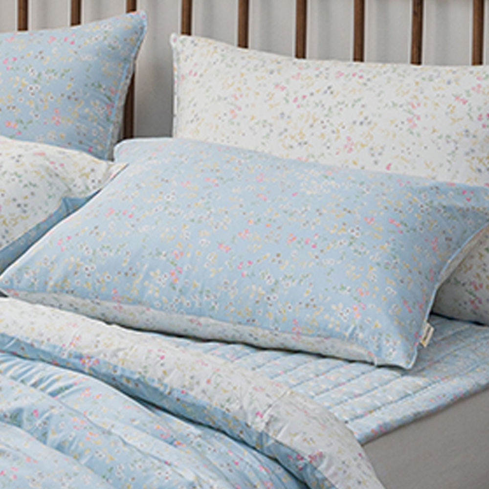 해피니 빈티지플라워 모달 베개커버 50x70cm (블루) (베개솜 별매)