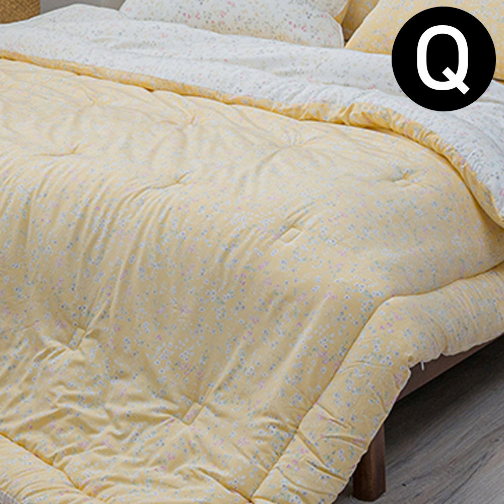 해피니 빈티지플라워 모달 차렵이불 퀸 Q (옐로우)