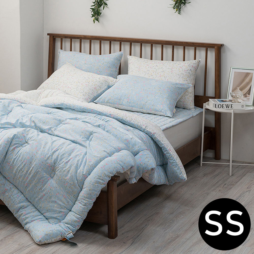 해피니 빈티지플라워 모달 차렵이불 패드세트 슈퍼싱글 SS (블루) (베개솜 별매)